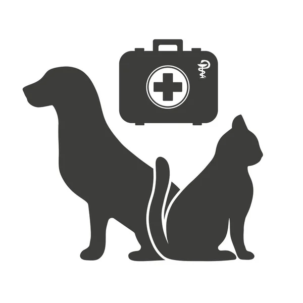 Illustrazione Sagome Cane Gatto Con Borsa Medica Clinica Veterinaria — Vettoriale Stock