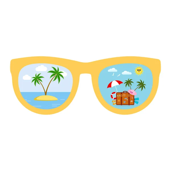 Vacances Été Saison Estivale Mer Plage Lunettes Soleil — Image vectorielle