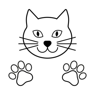 beyaz bir arka plan üzerinde pençeleri ile kedi kafası simgesi.