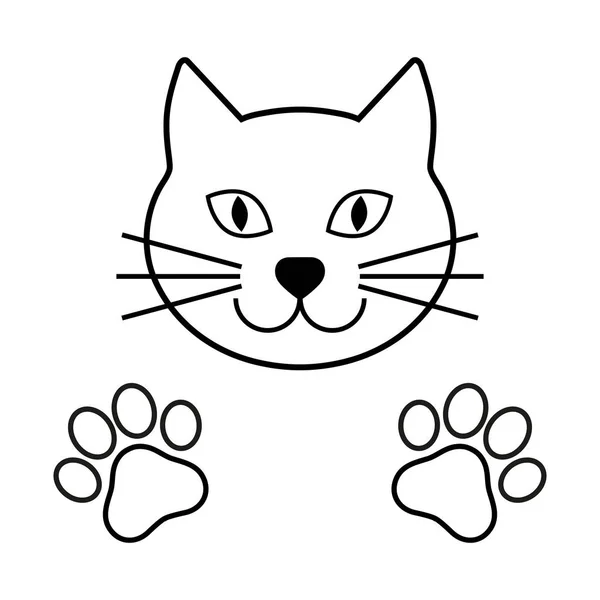 Cat Head Icon Paws White Background — Stock Vector