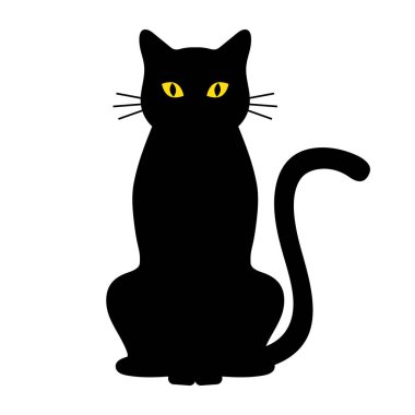 Beyaz arka planda siyah kedi