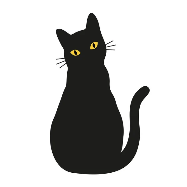 Απεικόνιση Μιας Μαύρης Γάτας Λευκό Φόντο — Διανυσματικό Αρχείο