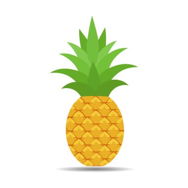 Beyaz bir arka plan üzerinde gölge ile tropikal meyve ananas İllüstrasyon.