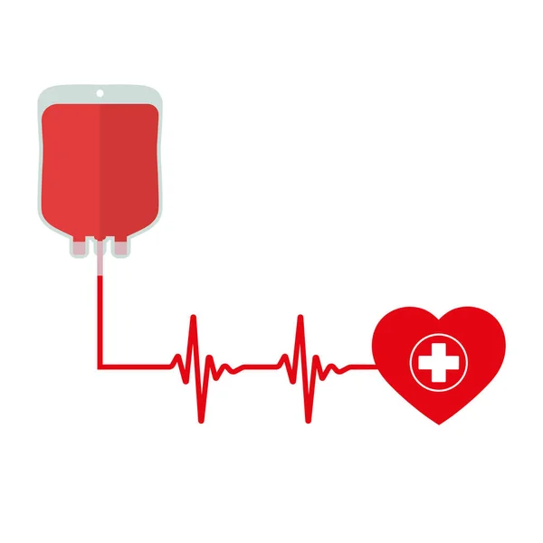 Blutspendetag Konzept Bluttransfusionssystem Mit Puls Auf Weißem Hintergrund — Stockvektor