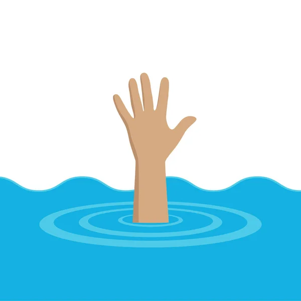 Απεικόνιση Ενός Άνδρα Που Πνίγεται Και Σηκώνει Χέρι Του Για — Διανυσματικό Αρχείο