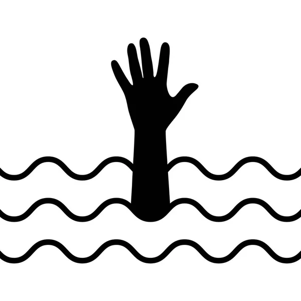 Ilustração Uma Mão Uma Pessoa Afogando Água Fundo Branco —  Vetores de Stock
