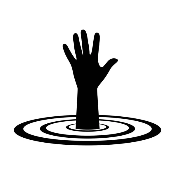 Illustration Hand Drowning Person Water White Background — Διανυσματικό Αρχείο