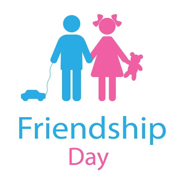 World Friendship Day Boy Girl Holding Hands White Background — Stock Vector