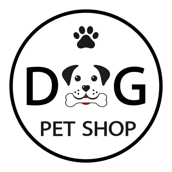 Pet Shop Emblema Para Animais Cão Focinho Com Osso Letras — Vetor de Stock