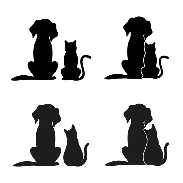 Beyaz arka planda kedi ve köpek siluetleri.