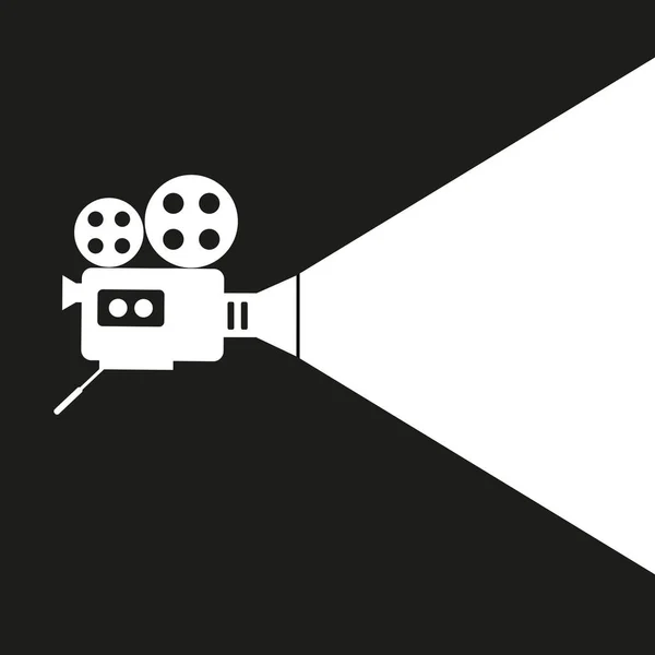 Значок Видеокамеры Стиле Ретро Медиа Символ Плоский Дизайн Черном Фоне — стоковый вектор