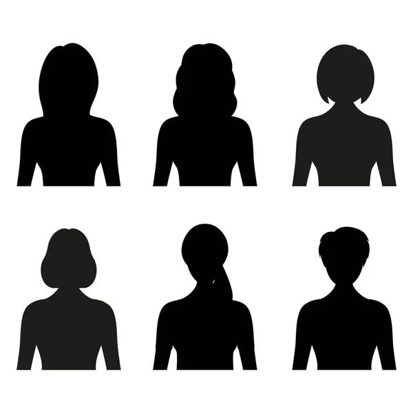 Illustratie Van Vrouwelijke Zwarte Silhouetten Avatar Witte Achtergrond — Stockvector