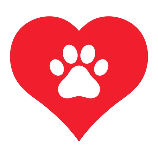 Ilustração Emblema Amor Por Animais Cão Pata Fundo Coração —  Vetores de Stock