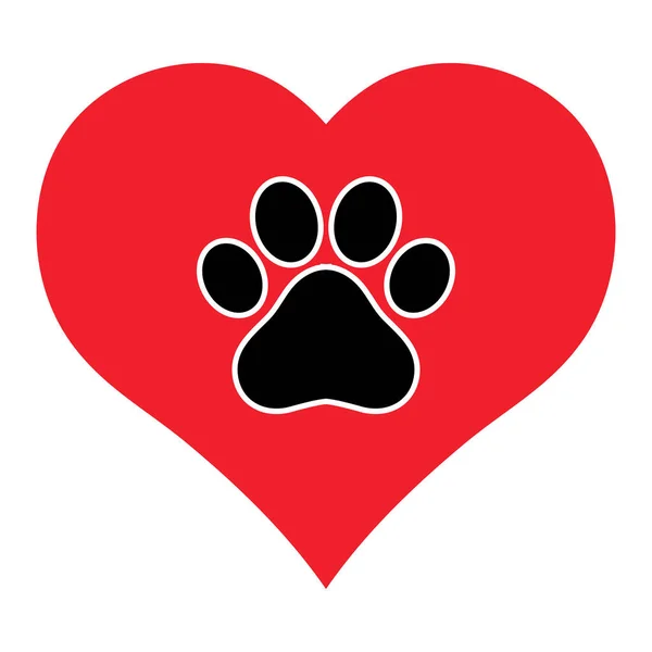Απεικόνιση Έμβλημα Αγάπη Για Ζώα Πόδι Σκύλου Φόντο Καρδιάς — Διανυσματικό Αρχείο