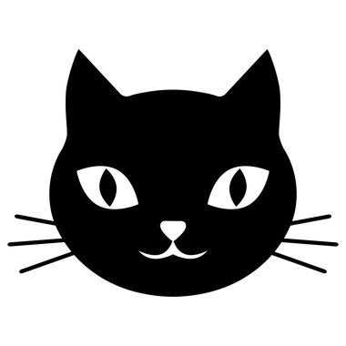 Beyaz arkaplanda siyah kedinin şirin ağızlık çizimi