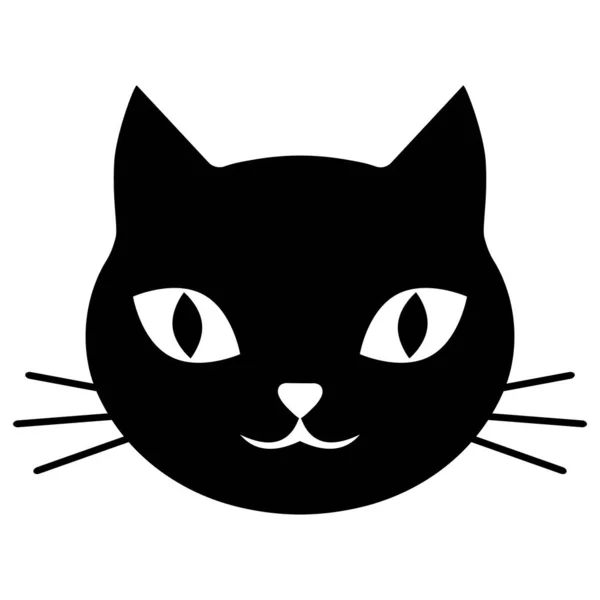 Illustration Cute Muzzle Black Cat White Background — Stock Vector