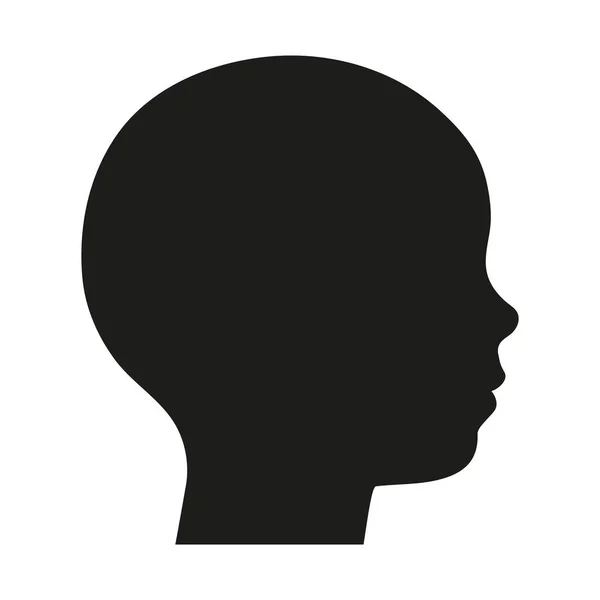 Gyermek Fejének Fehér Alapon Ábrázolt Sziluettjének Illusztrációja — Stock Vector