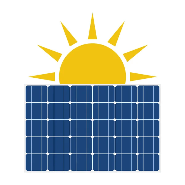 Ilustracja Baterii Słonecznej Słońcem Niebieskim Okręgu Białym Tle Szablon Projektu — Wektor stockowy
