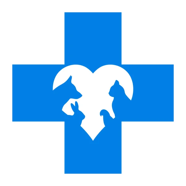 Állat Egészségügyi Embléma Háziállat Szív Hátterében Orvosi Kereszt — Stock Vector