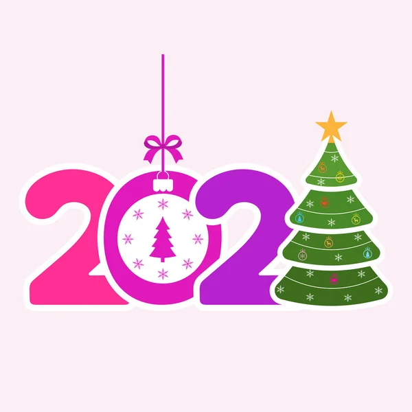 2021年新年快乐标志文字设计 白色背景的小册子设计模板 — 图库矢量图片