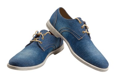 Denim Ayakkabı bağcıklarımı beyaz izole ile