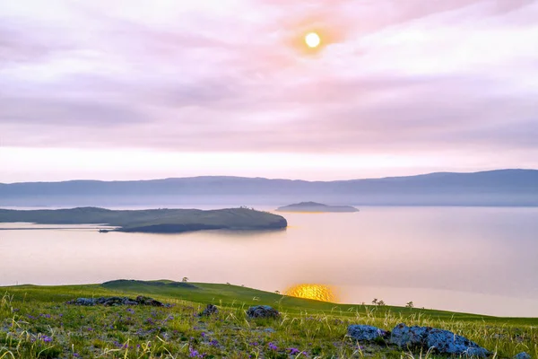 View Sunset Olkhon Island Cape Elgay Zamogoi Island Western Shore — Stock Photo, Image