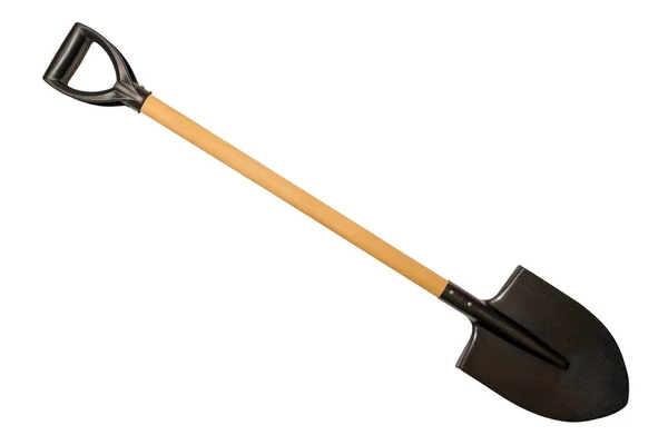 Shovel Wooden Handle Isolated White — Stock Photo, Image