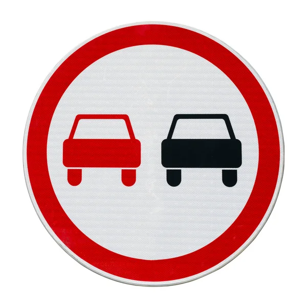 Overtaking Road Sign Isolated White Square — Stock Photo, Image