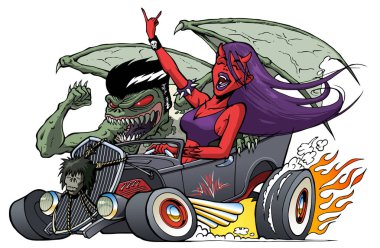 Canavar Hot Rod iblis kız sürüş ve canavar binme av tüfeği ile