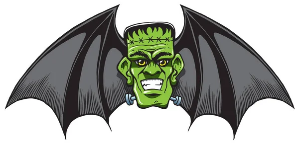 Frankenstein Bat Křídly Jako Halloween Karikatura Isloated — Stock fotografie