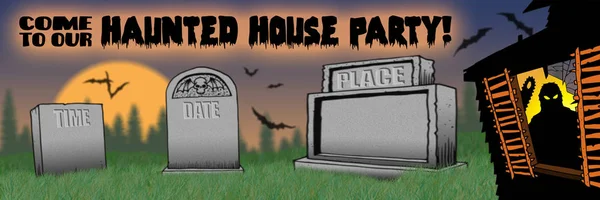 Haunted Halloween House Invitation Fête Avec Type — Photo