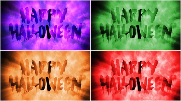 Vier Versies Van Tekst Alleen Van Woorden Happy Halloween — Stockfoto