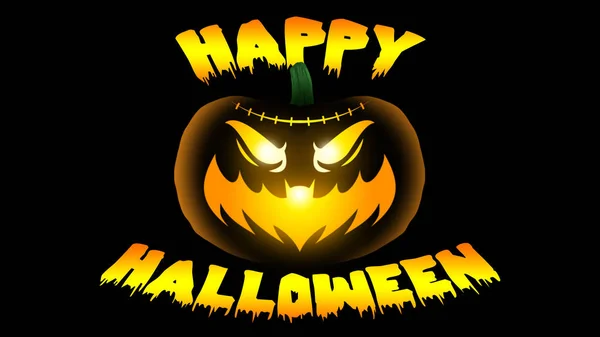 Illuminante Halloween Jack Lanterna Con Bocca Pipistrello Con Halloween Saluto — Foto Stock