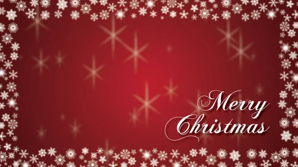 Merry Christmas Type Met Witte Sneeuwvlokken Rand Rode Achtergrond — Stockfoto