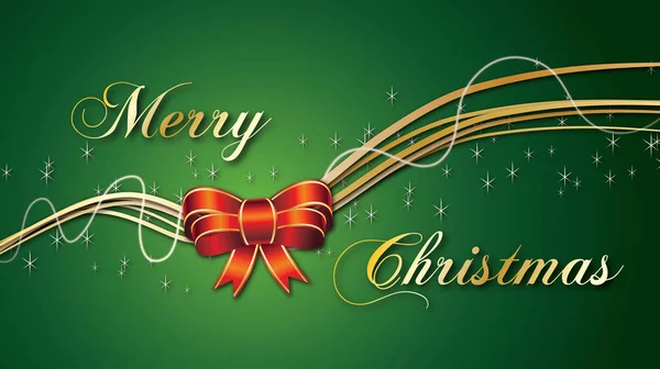 Merry Christmas Red Bow Green Background — Stock Photo, Image
