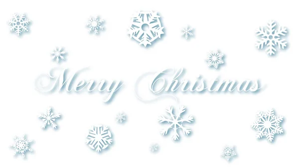 Merry Christmas White Snow Flakes Witte Achtergrond — Stockfoto