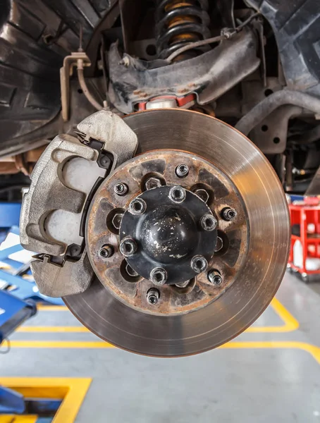 Front Disk Brake Car Process Damaged Replacement — Stock Photo, Image