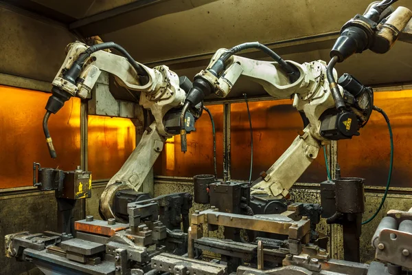 Robots Lassen Team Auto Onderdelen Industrie — Stockfoto
