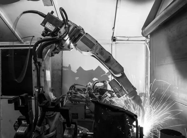 Welding Robots Represent Movement Automotive Parts Industry — Stock Photo, Image