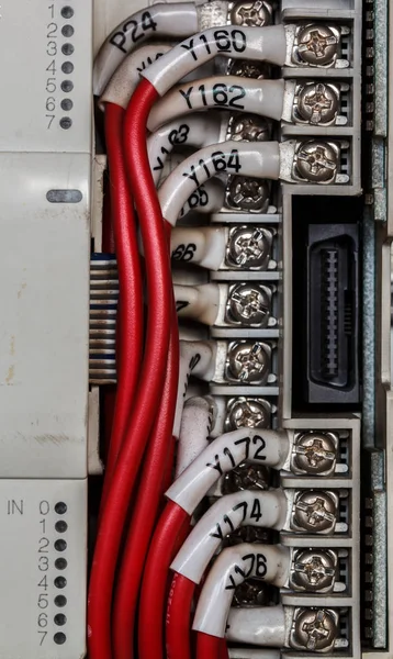 Verdrahtung Schalttafel Mit Drähten Industrie — Stockfoto