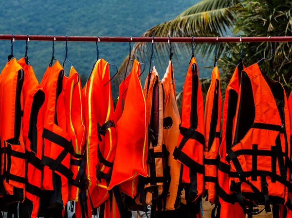Life jacket save your life hanging near the sea
