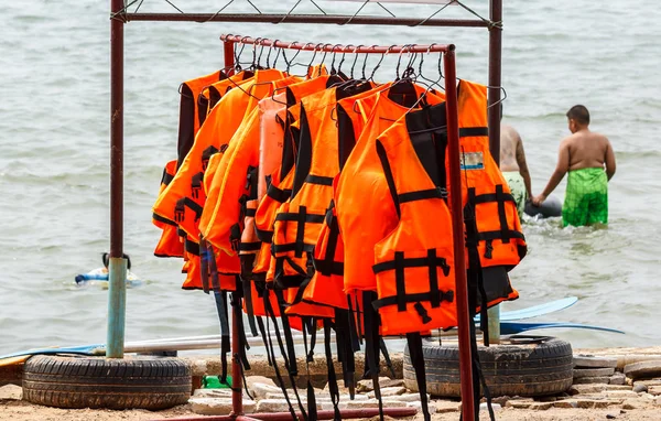 Life jacket save your life hanging near the sea