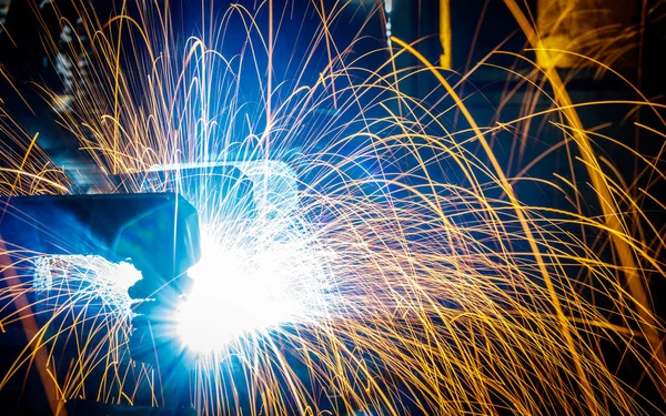 Lassen Van Robots Beweging Een Autofabriek — Stockfoto