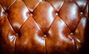 Klasik deri kanepe kahverengi deri doku retro kapat