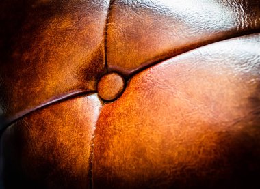 Klasik deri kanepe kahverengi deri doku retro kapat