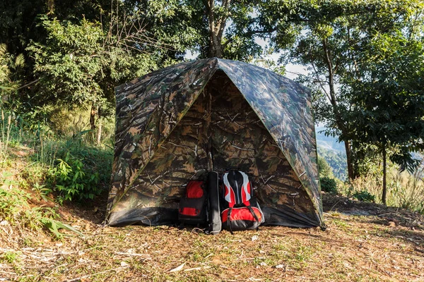 Punkt Tält Gräsplan För Turister Naturen — Stockfoto