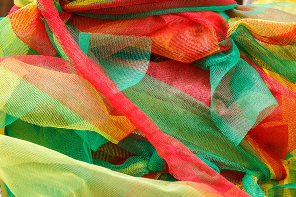 Multicolor Fabric Texture Tied Tree Local Faith People Thailand — Stock Photo, Image