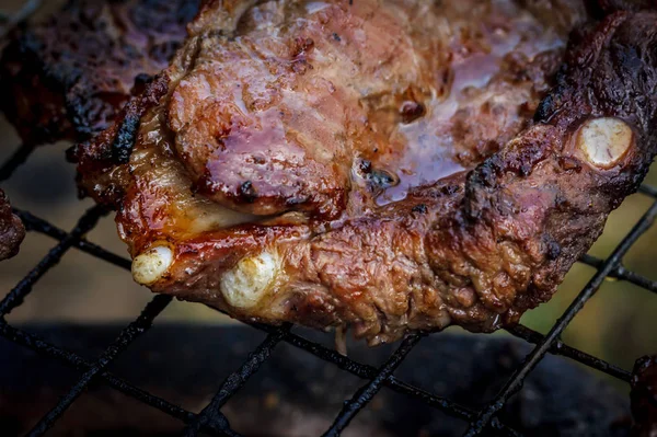 Carne Parrilla Carne Barbacoa Asado Costilla Cordero — Foto de Stock