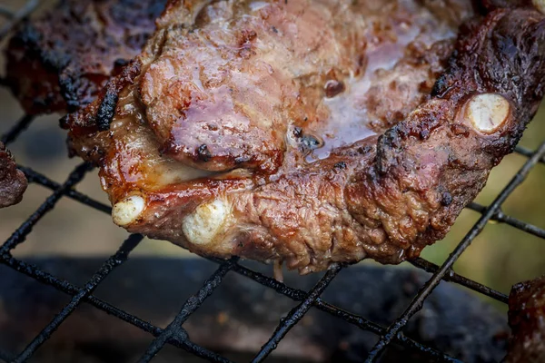Carne Parrilla Carne Barbacoa Asado Costilla Cordero — Foto de Stock