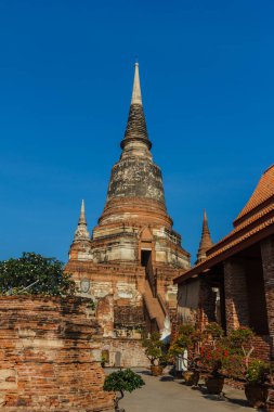 Eski Pagoda eski Wat Yai Chaimongkol Phra Nakhon Si Ayutthaya, Tayland